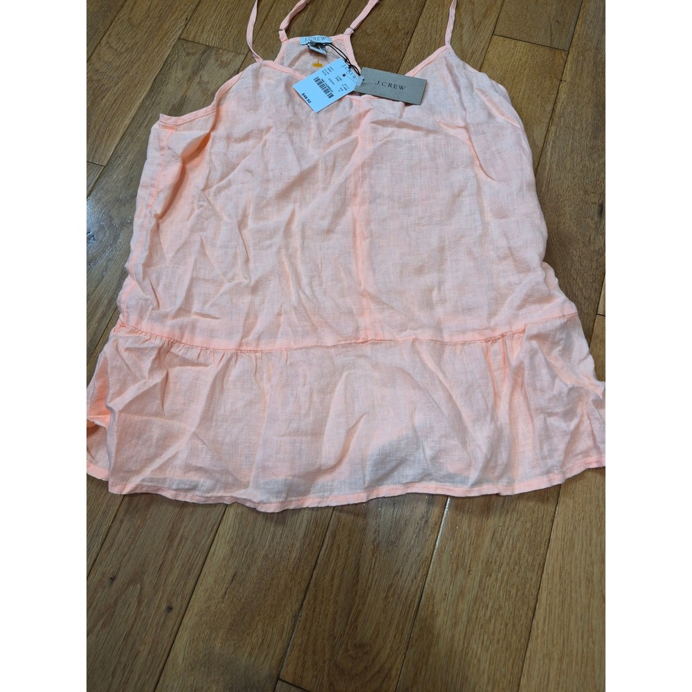 J.Crew Girls Peach Linen Peplum Cami Top Adjustable Straps F1496 Size 0